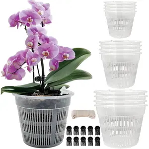 Orchid Pot, 12 Pack Orchid Pots with Holes, 4 Each of 4.5", 5.5", 6.3", Clear Orchid Pots for Repotting, Breathable Slotted Orchids Planter