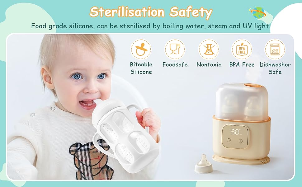 VVH 4 Pack Silicone Sleeves with Handles for Philips Avent Natural Baby Bottle 9 oz/8 oz, Avent Glass Bottles Sleeve Easy grip, Anti Breakage Baby Bottle Holder, Compatible with Philips Avent Glass Bottle