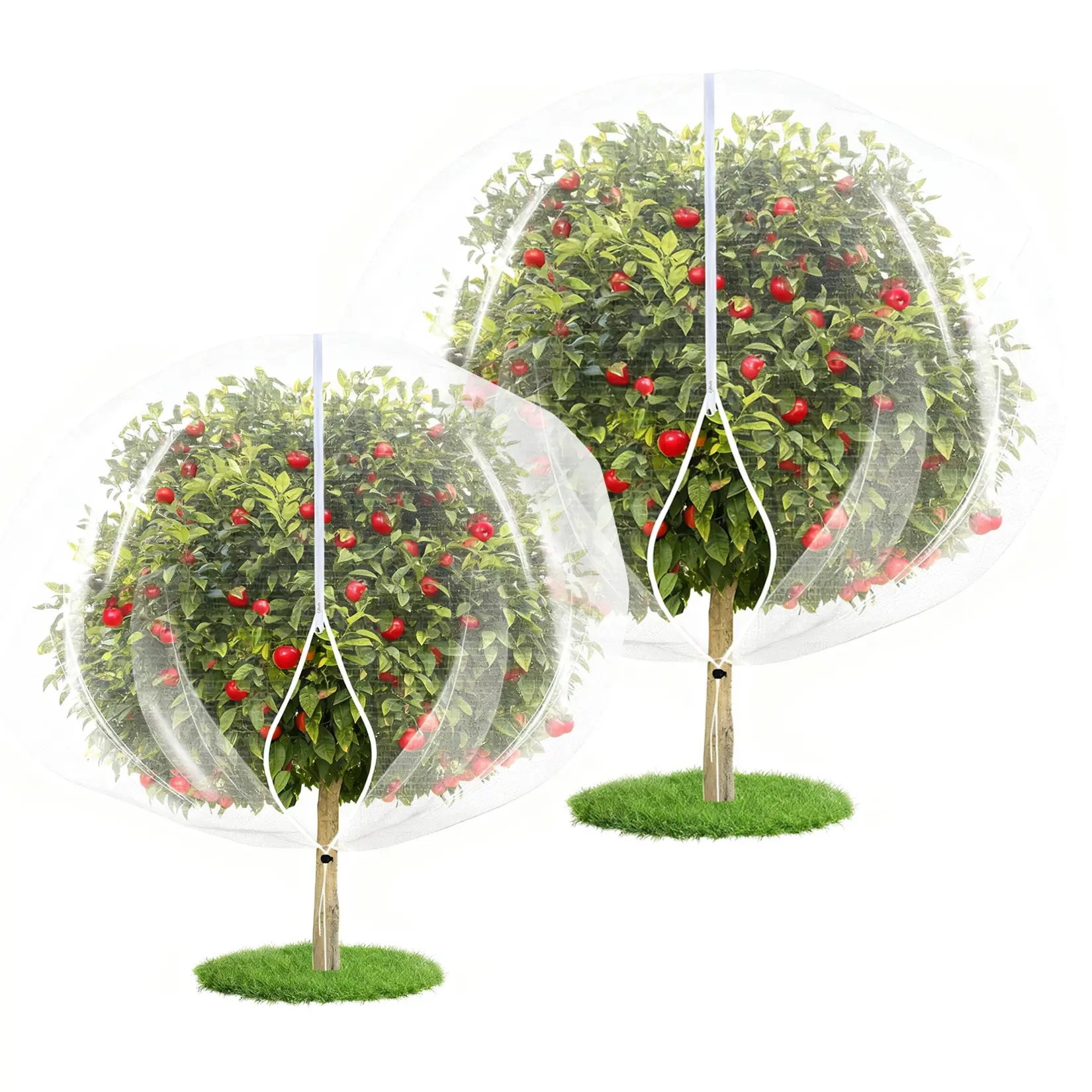 Heavy-Duty Garden Netting Cover - Ultra-Fine 60 Mesh Plant Protection Bag with Zipper & Drawstring - unwanted insect Barrier for Fruit Trees, Blueberry Bushes, Flowers & Vegetables, Reusable, 2.4x2.4m, 4 Pack