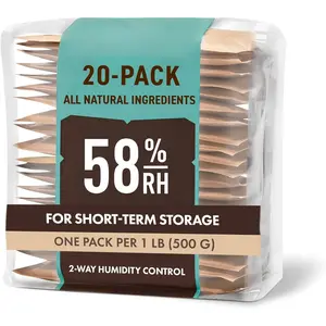 58% Two-Way Humidity Control Packs For Storing 1 lb - Size 67 - 20 Pack -  Absorbers for Storage Containers - Humidifier Packs - Hydration Packets in Resealable Bag