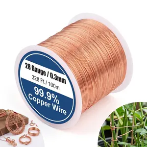 99.9% Pure Soft Copper Wire, 328 Feet/100m, 28 Gauge/0.3mm Diameter, Ideal for Handcrafts, Plant Stem Binding, Wrapping, Weaving