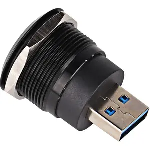 USB3.0 Panel Mount Connector - M22 Threaded USB Male to Female Extension Adapter with 5Gbps SuperSpeed,  &  USB Socket for  Dashboard/Industrial Equipment