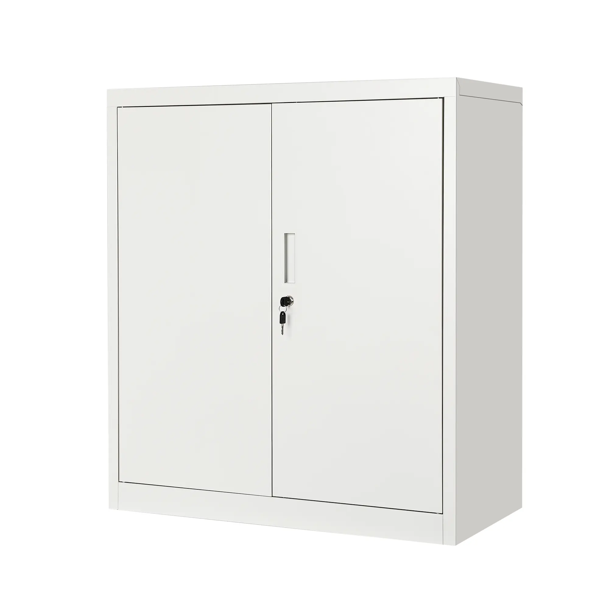 Heavy Duty Metal Storage Cabinet with Lock – 2 Doors, 2 Adjustable Shelves, Secure Steel Office Filing Locker, Lockable with Keys, Ideal for Office, Garage, Home, Kitchen