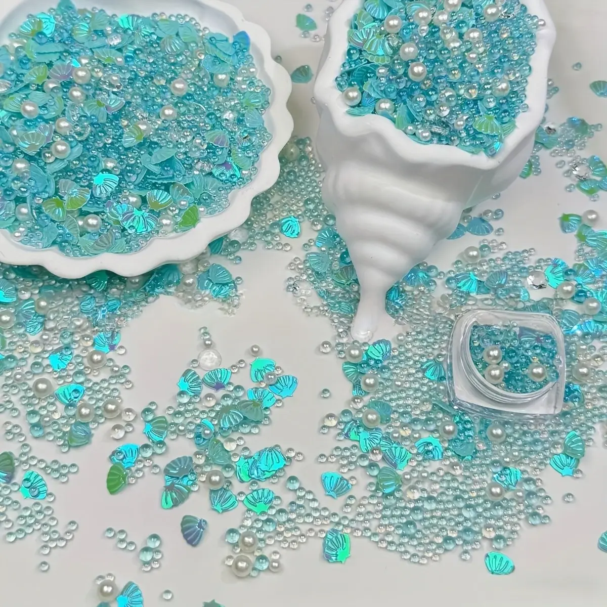 1.76 oz of Ocean-Themed Epoxy Resin Filler - Ocean Shell Sequins, Bubble Pearls, And Imitation Diamonds, Suitable for Decoration Materials, Drip Resin Additions for Nail Art, Crafts, Home Decor, And Creative Projects