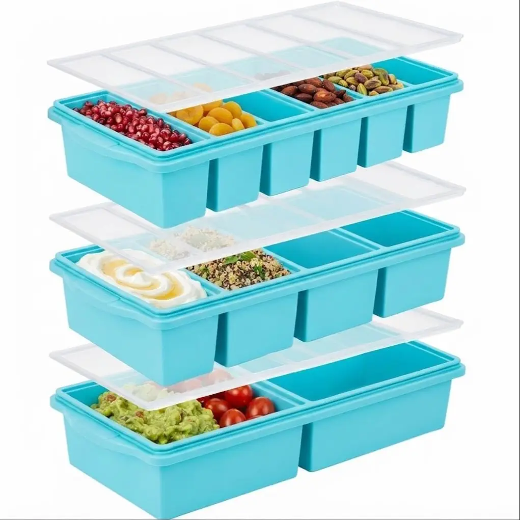 3 Pcs Food-Grade Silicone Freezer Containers with Lids, Ice Cube Trays, Quick-Freeze Compartment Trays, and Portioning Tray Set—Convenient for Meal Prep. Ideal for Soups, Sauces, Purees, Baby Food, and Meals.