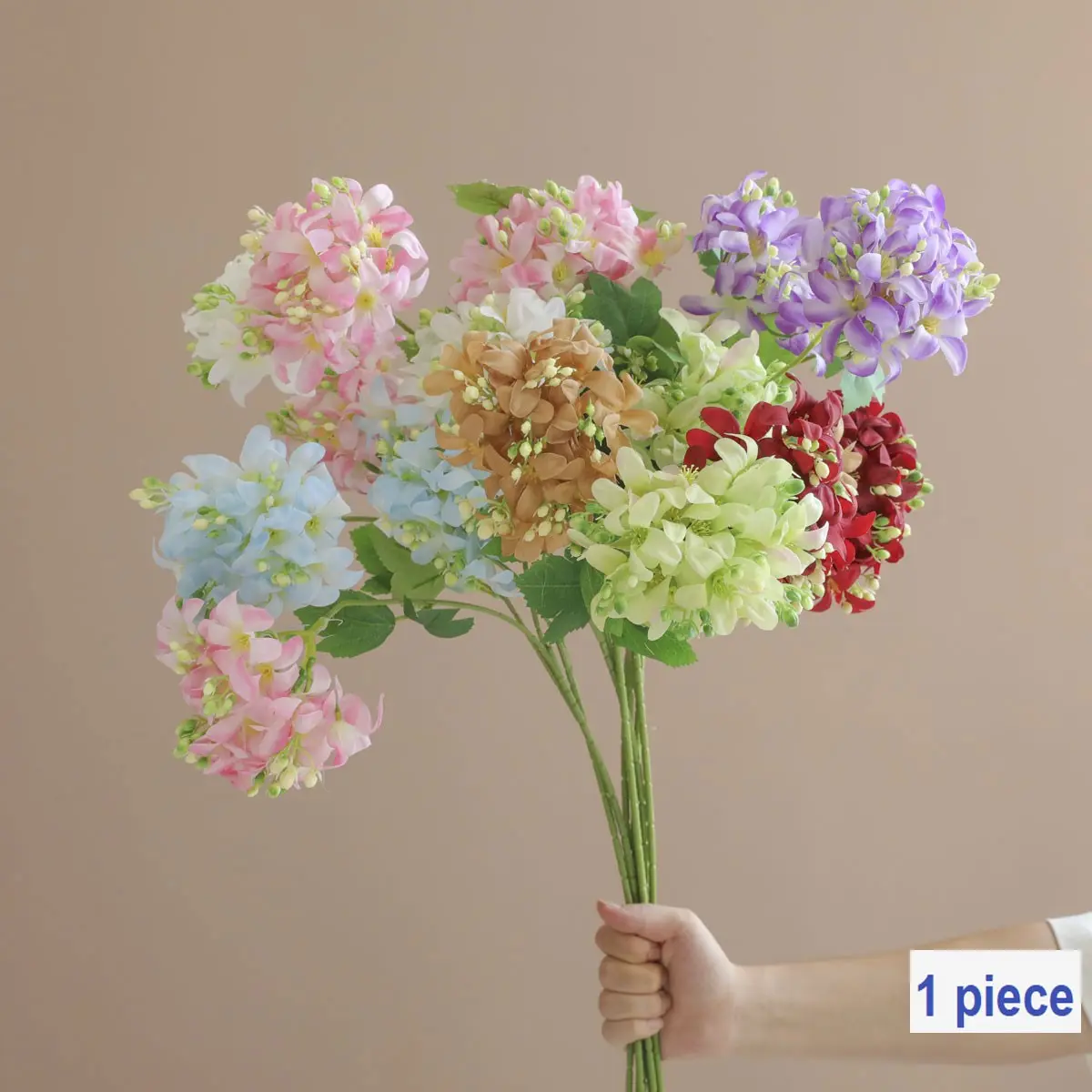 1pc Artificial Hydrangea Flowers, Multi-Color Fabric Petals, No Color Fade, Ideal for Living Room, Wedding Decor, Direct Bottle Insertion