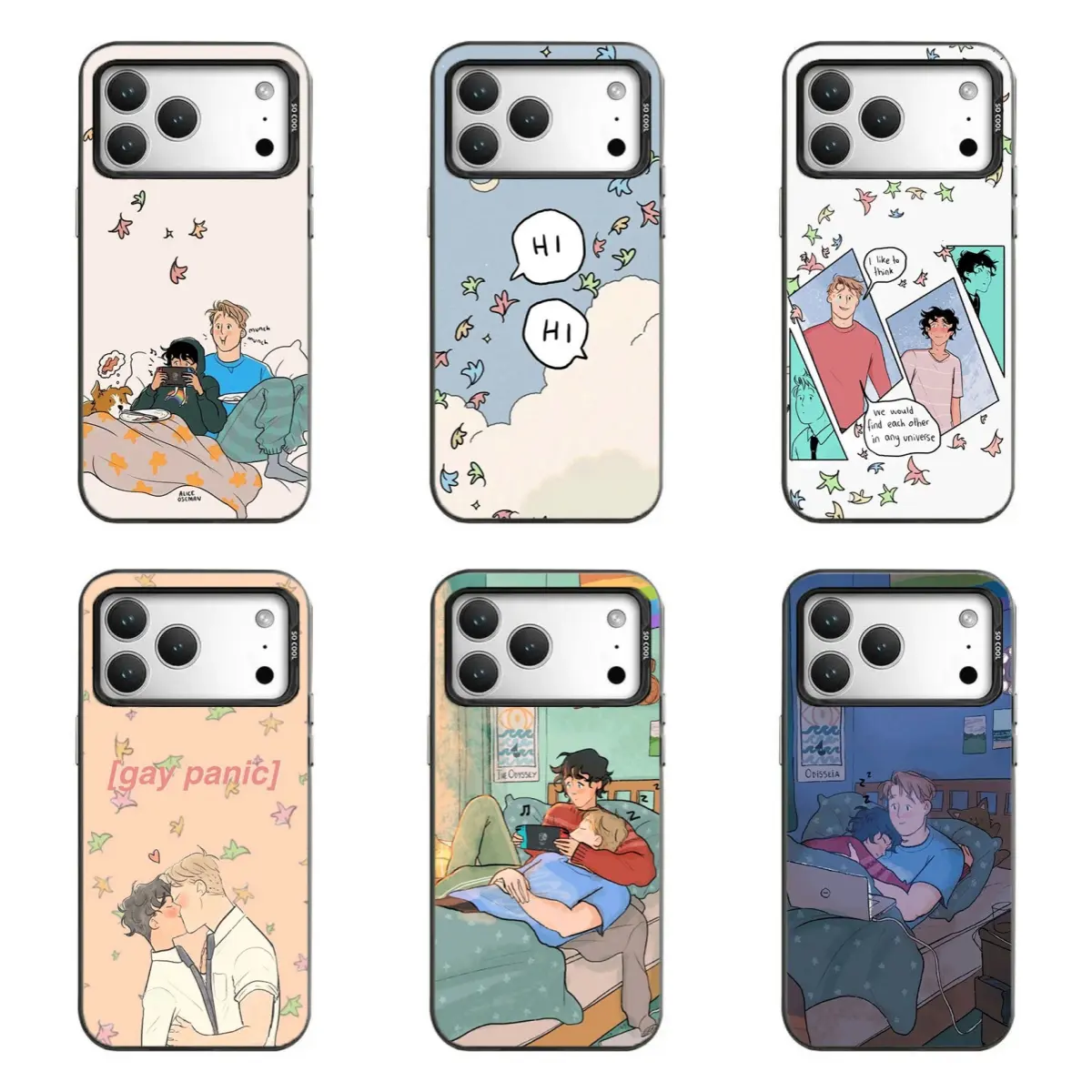 Heartstopper Cute Couple Comic Print Phone Case, Nick & Charlie Teen Romance Graphic Aesthetic Phone Cover For iPhone 17 Pro Max 16 15 14 13 12 11 for Samsung S21 S22 S23 S24 S25 Phone Case, Perfect Gift for Fans