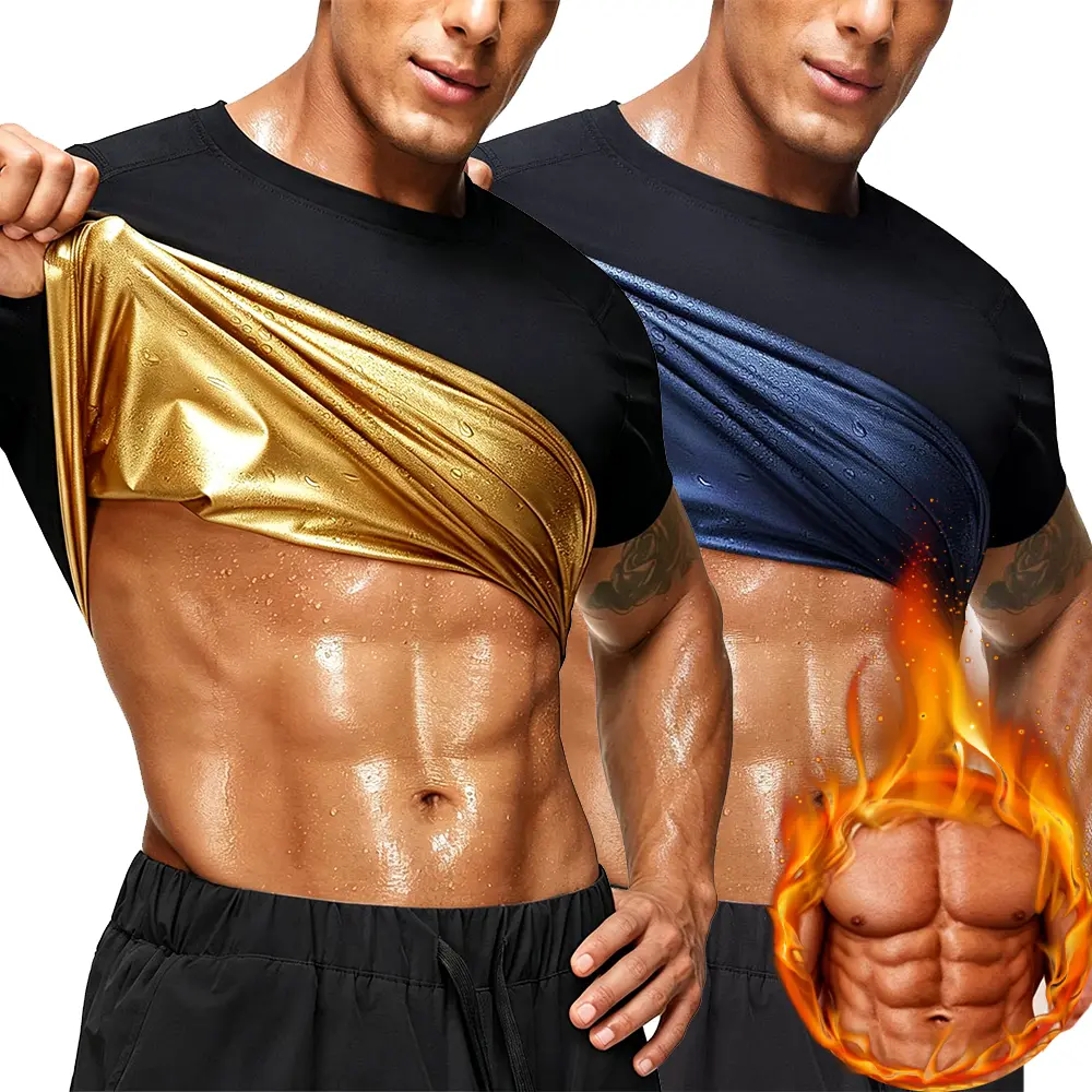 Men's Sauna Tops for Workout Sweat T-Shirt Gym Exercise Waist Trainer Body Shaper Fitness Shapewear