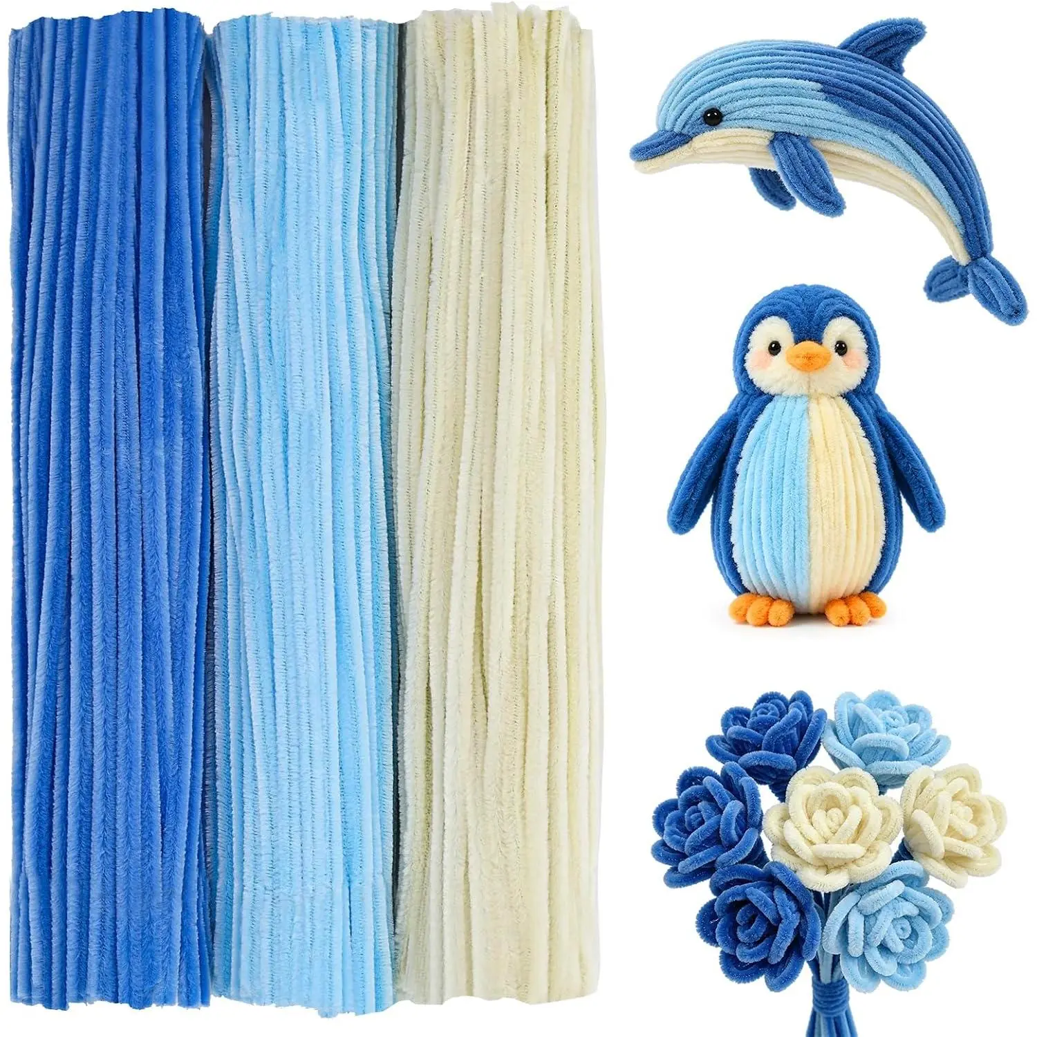300 count Pipe Cleaners Thick Blue Pipe Cleaners Bulk Craft Supplies | Pipe Cleaners for Crafts Chenille Stems for Flower Making, Festival  Decorations, Art Supplies