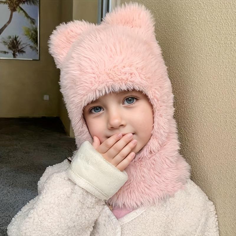 Kids Winter Hat - Thick Warm Beanie with Cute Bear Ears, Soft Pink/Black/Gray/White/Blue/Red/, Lightweight Cold Weather Hat for Boys & Girls Ages 3-6, Easy Hand Wash Care for Outdoor, School, Travel, Everyday Winter Wear - Ideal Birthday or Christmas Gift