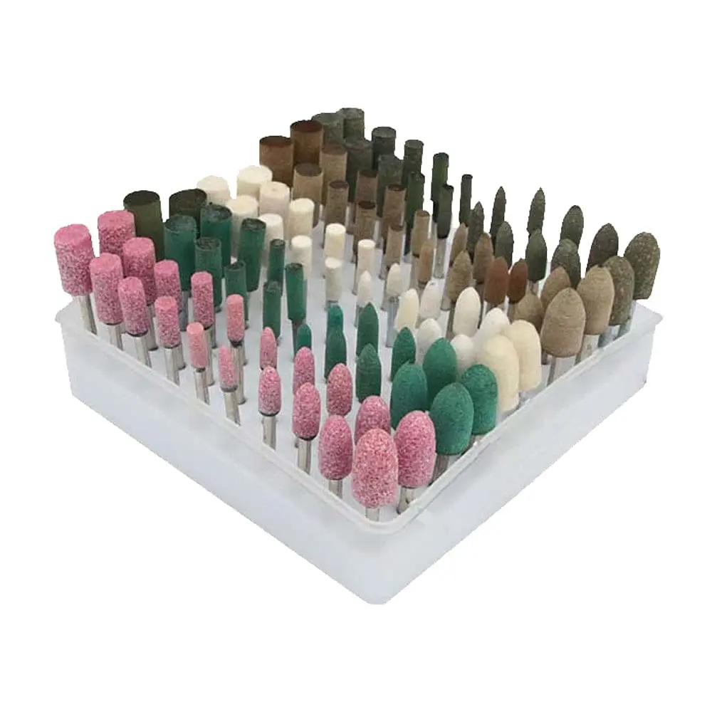 100-Piece Assortment Pack Polishing Bits - Mixed Materials, Varied Shapes Rubber Buffing Wheel Set for Rotary Power Tool Accessories
