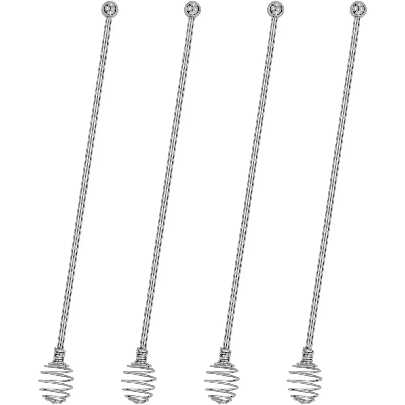 4Pcs Stainless Steel Reusable Coffee Stir Sticks, Honey Shape Beverage Swizzle Stirrers