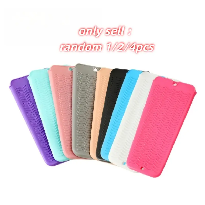 Heat-Resistant Hair Curler Pad, High-Temperature Silicone Straightener Mat, Non-Slip Wave Pattern, Random Colors, 1/2/4pcs