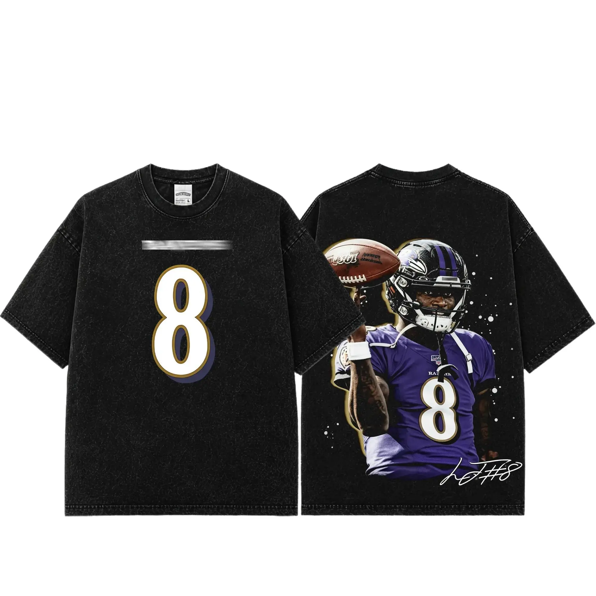 [Sale Up To 50%] Unisex Bootleg Lamar Jackson # 8 Premium Acid Washed Cotton T-Shirt, Ravens Flock Football Fan Graphic Tee, Vintage Heavyweight Game Day Shirt, Unisex Washed Streetwear Gift
