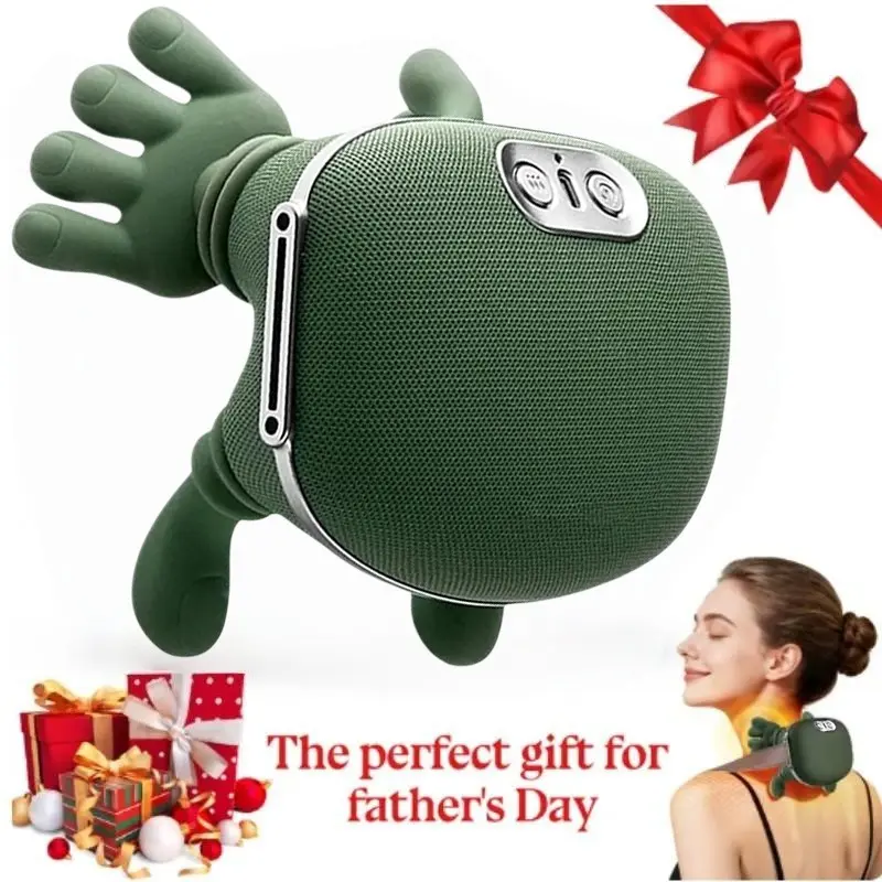 1PC  bionic heating massager USB rechargeable wireless portable acupressure neck and back massager deep tissue 6D kneading massage 3-level heat provides comfort relieves muscle tension Father's Day gift