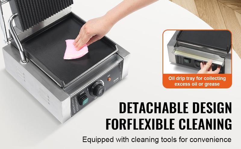 Spring new arrivals Commercial Panini Press Grill Electric Sandwich Maker Griddle Plate 9"x9"