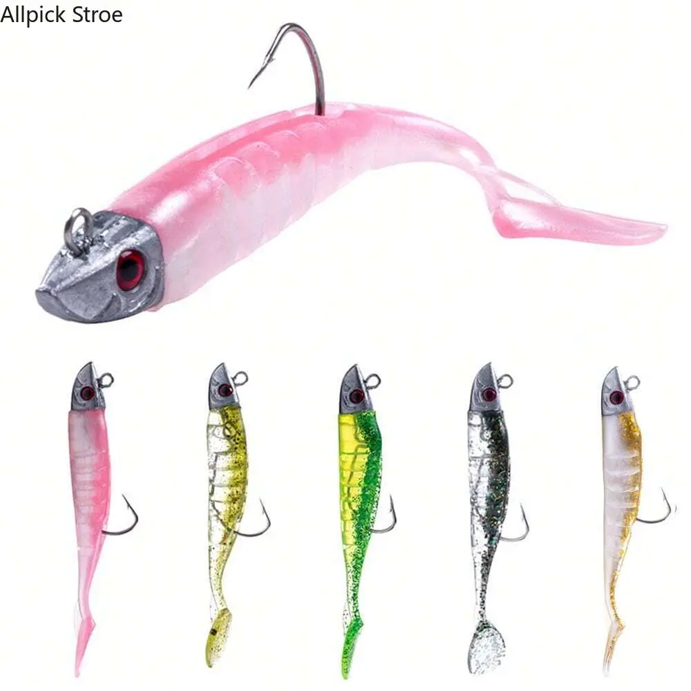 Soft Plastic Swimbait Lures 5-Piece Set - Paddle Tail Fishing Baits with Jig Heads, 9cm/15g & 11cm/25g for Bass, Pike, Bass Fishing Lures