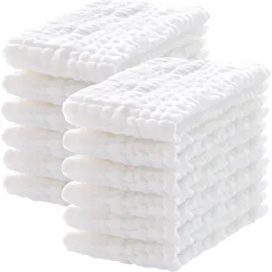 Muslin Burp Cloths 12 Pack, White 100% Cotton Baby Burping Cloths 20 x 10 Inch, Extra Soft Absorbent Cloths for Newborn Spit Up, Drool, Feeding and Daily Baby Care