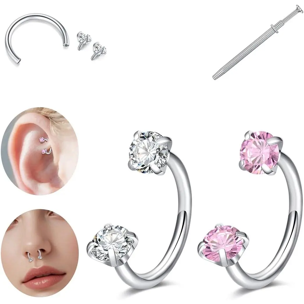 Horseshoe Nose Rings 18g Nose Hoops for Women Half Hoop Earring Hoops Horse Shoe Lip Rings Daith Tragus Helix   Septum Ring 8mm