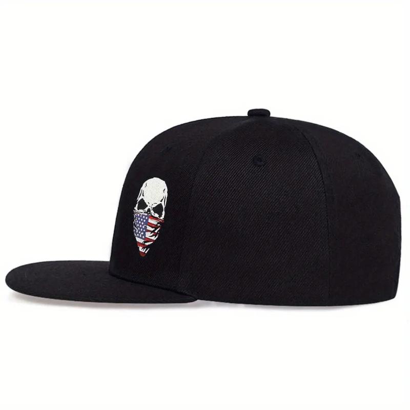 2026 Unisex American Flag Skull Embroidered Hip-Hop Hat Outdoor Sports Adjustable Sun Protection Casual Hat for Spring and Autumn Travel, Tourism, Beach Vacation