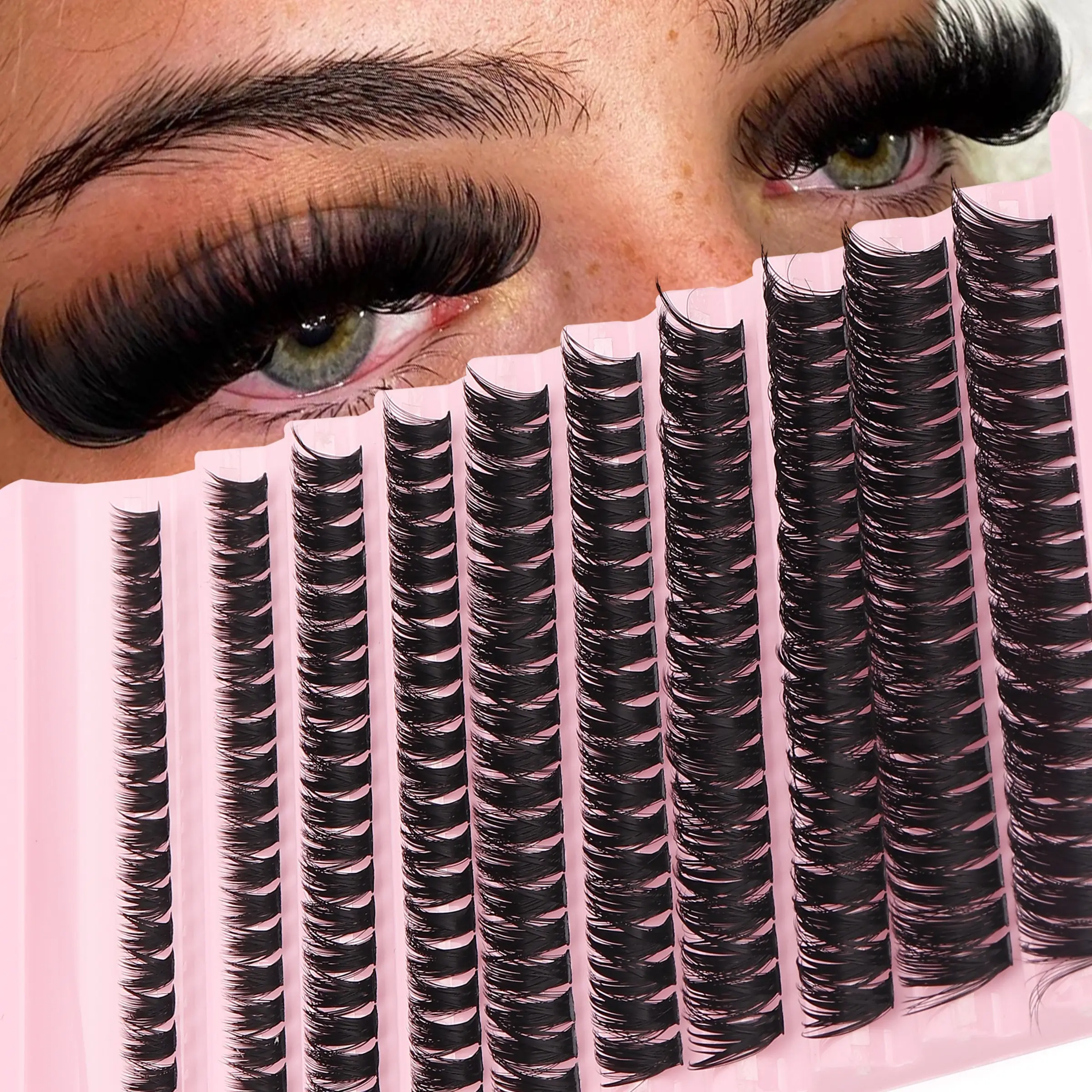 10 Rows 200 Pairs False Eyelashes, Lightweight Soft Segmented Lashes, Reusable, Large Capacity, Ideal for Home DIY, Daily Use, Parties, Photoshoots