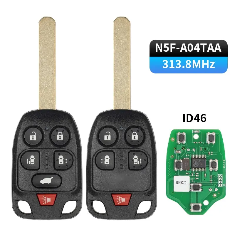 5/6 Buttons N5F-A04TAA 313.8MHz ID46 PCF7941A Chip Remote Car Key for Honda Odyssey EX 2011 2012 2013 2014 Key Fob Replacement