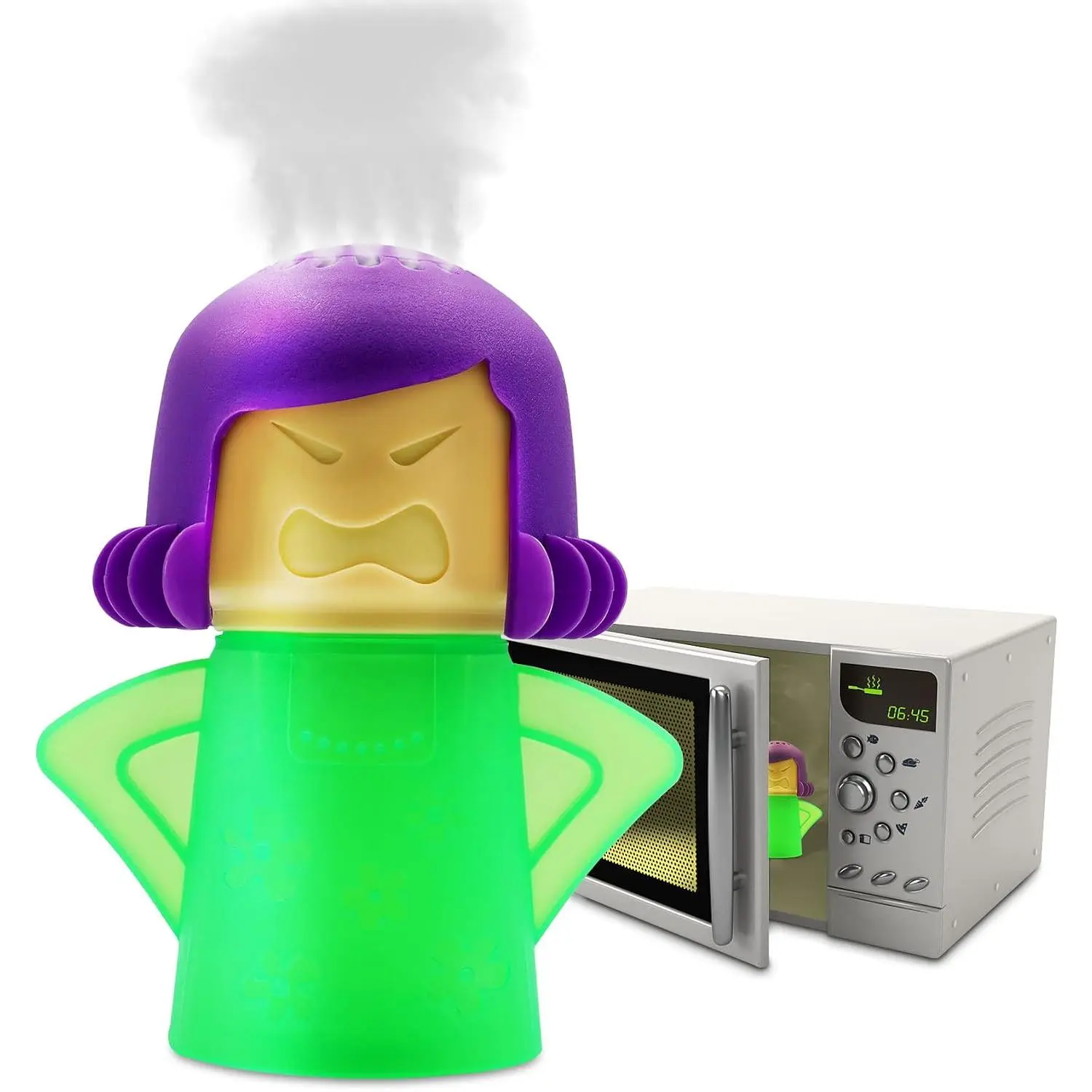 Microwave Cleaner, Angry Mama Microwave Cleaner Microwave Oven Steam Cleaner Easily Clean in Minutes Cleans Add Vinegar and Water for  or Office with English Manual (Green)