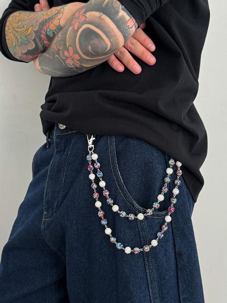 Stylish Multi-Layer Rhinestone Chain Waist Chain for Men, Unique Body Chain Accessory, Ideal for Pant Decoration