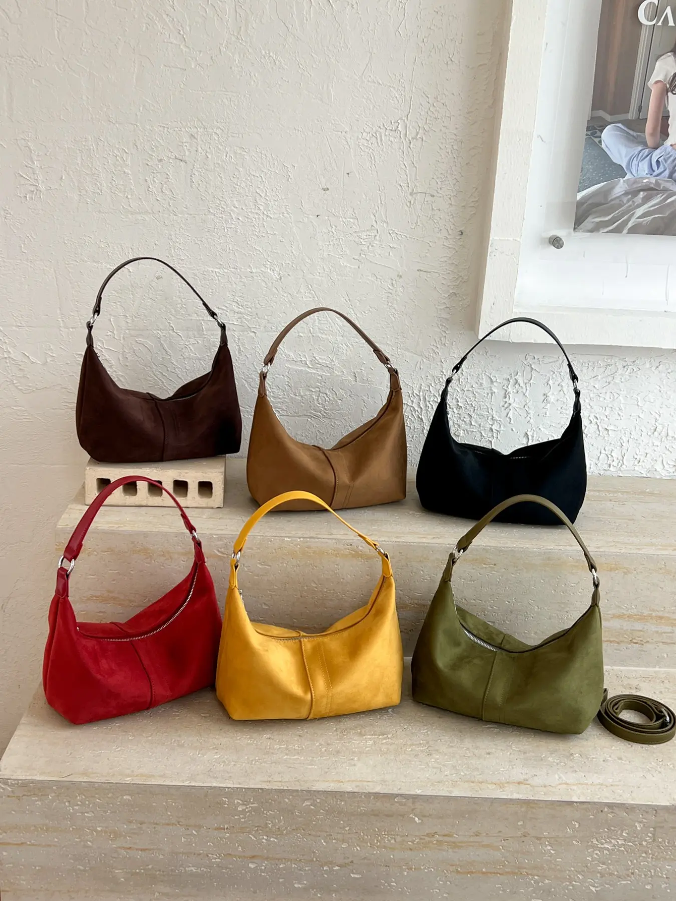 Soft Faux Suede Solid Color Underarm Hobo Bag for Women, Minimalist Adjustable Strap, Casual Daily Shoulder Purse, Multi Colors, Hobo Crossbody Purses