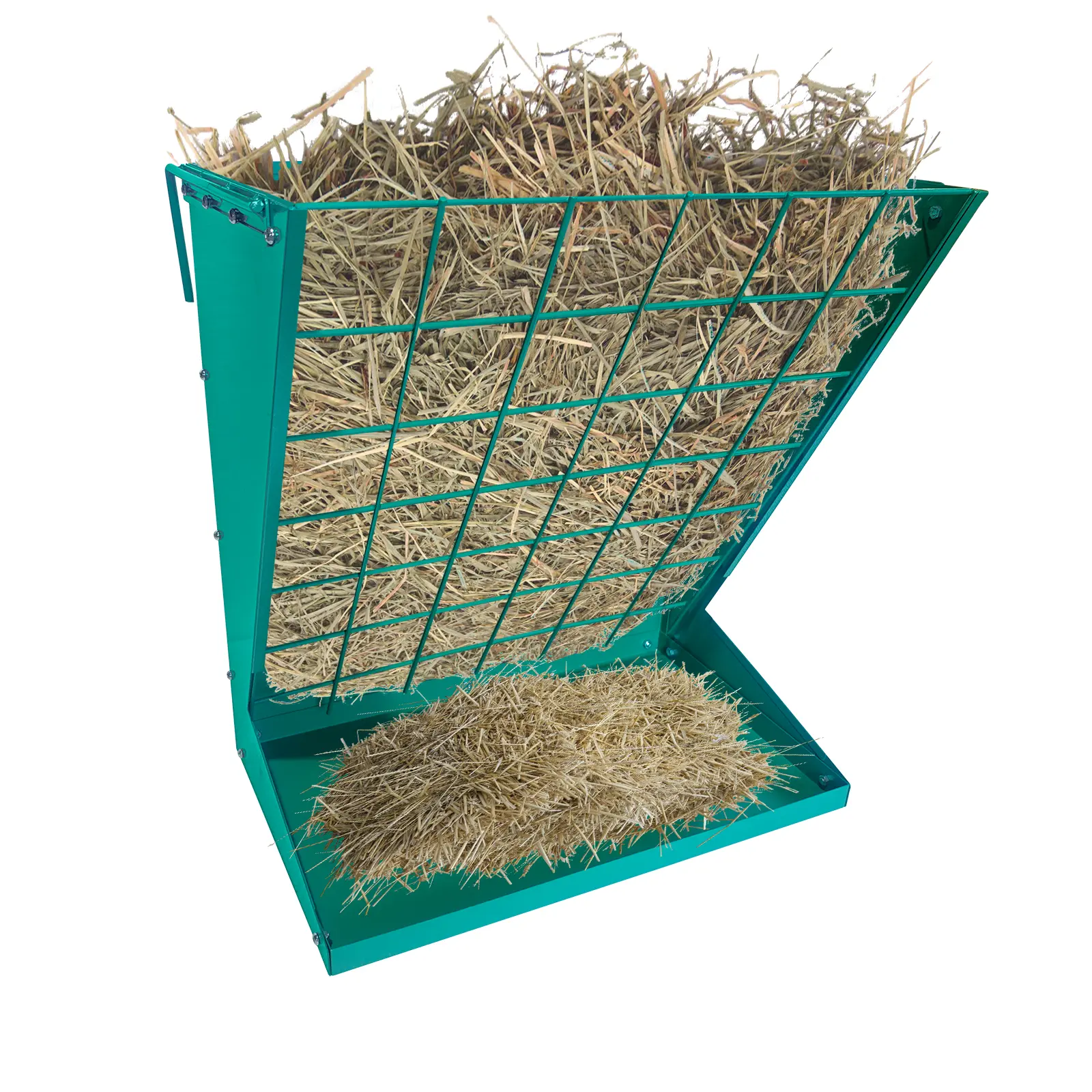 2-in-1 Heavy Duty Steel Frame Hanging Feed Hay Feeder, Wall-Mount Hay Rack for Horses, Livestock Feeder for Goats/Sheep, Easy Assembly