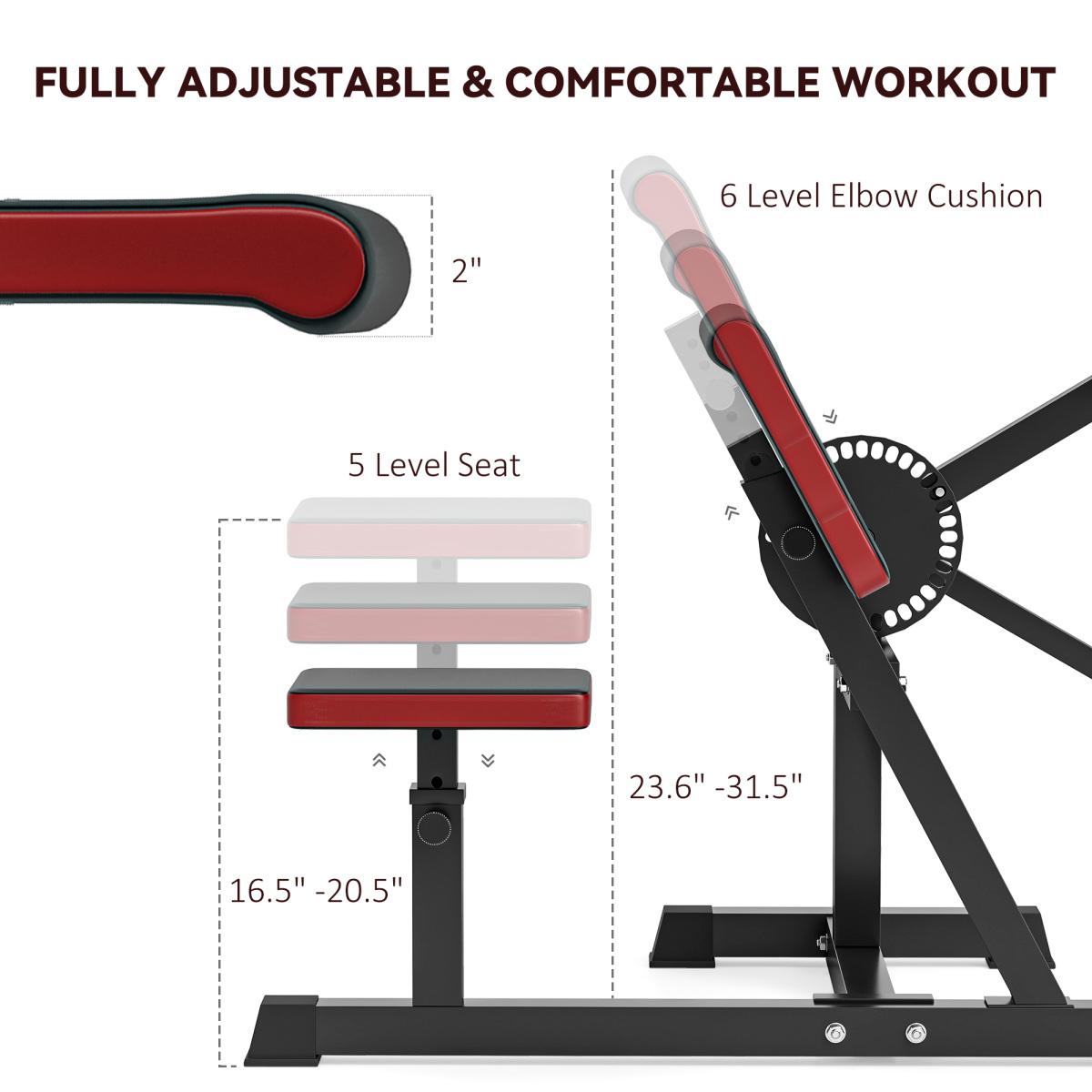 [Fahuac] 2-in-1 Preacher Curl Bench with Adjustable Seat - Bicep & Tricep Machine for Home Gym, 6 Elbow Heights & 5 Seat Heights, 132LBS Load Capacity.
