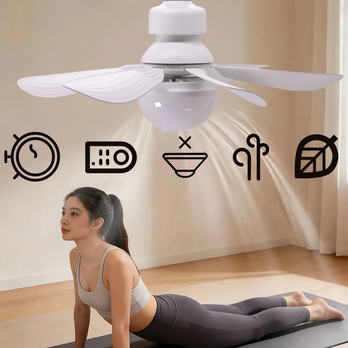 Quiet Smart Ceiling Fan Light with 6 Blades, Remote Control, Ideal for Bedroom, Garage, Kitchen, Living Room, Patio