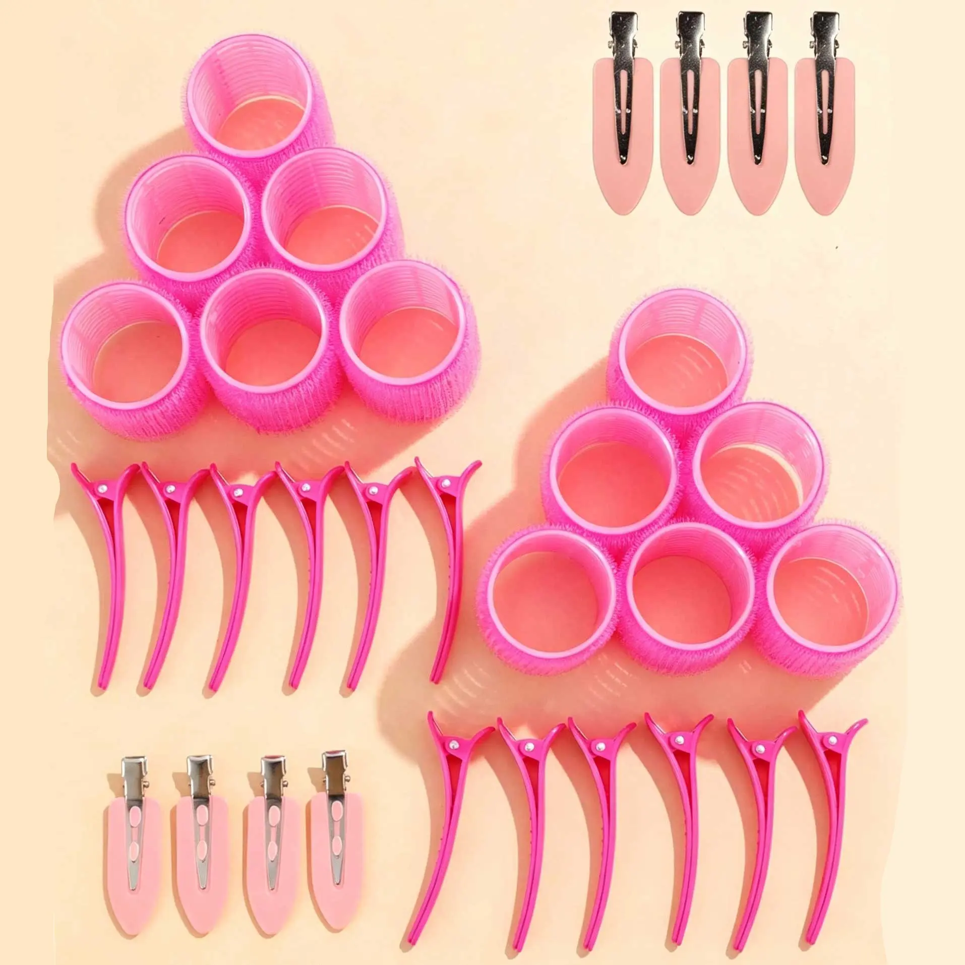 12 Hair Rollers + 20 Hair Clips Set, Essential Hair Styling Tools, Perfect for Salon & Home Use, Durable & Reusable Accessories