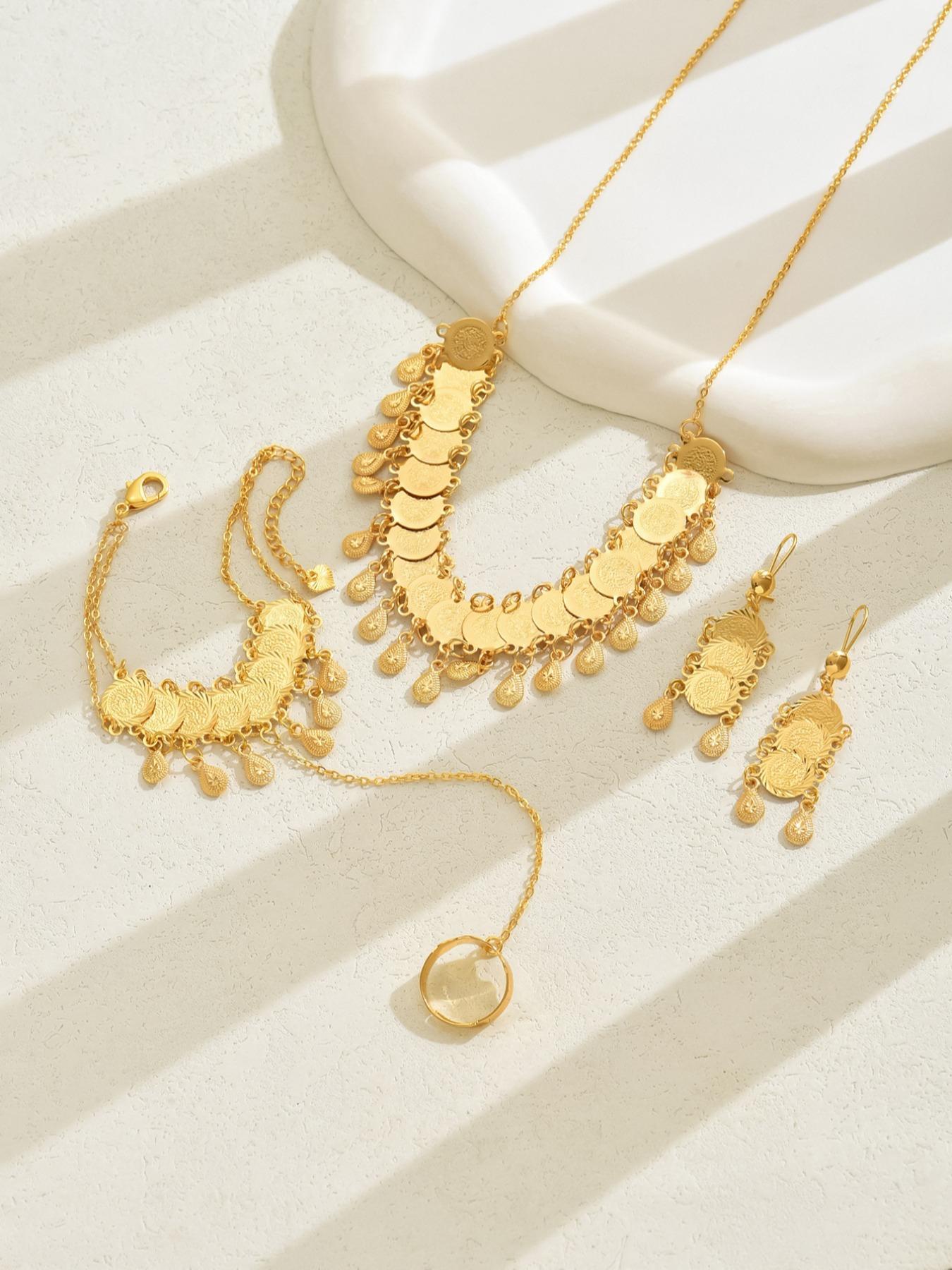 Women's Elegant Fashion Jewelry Set, Casual Trendy Pendant Necklace & Dangle Earrings & Bracelet, Necklace And Earring Set, Necklaces Earrings Set, Fashion Accessories for Party & Daily Clothing Decor, Fashionable Jewelry Set