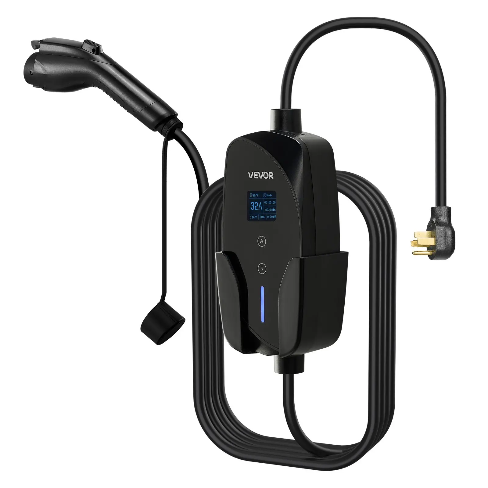 【DealsForYouDays】VEVOR Level 2 EV Charger, 32A Rated Portable Unit, 240V Home Charging Station, 25 ft Cable, NEMA 14-50P Plug, LCD Display, Compact Body, IP66 Waterproof, Surge Protection, Plug-and-Play for SAE J1772 Electric Vehicles, Portable Charger, H