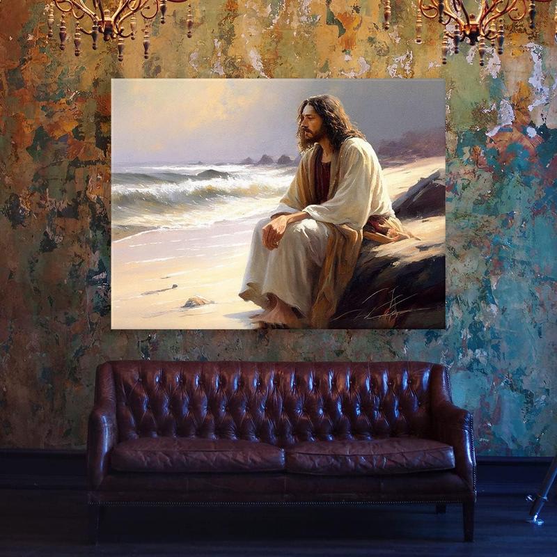 1 Count Sense Canvas Jesus 1 Canvas Art - Home Decor Wall Art Print Poster Painting Large 16x12inch Frameless