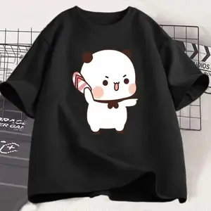 Kawai Panda Bear Bubu Throwing Flip Flop To Dudu T-shirt Men Women Funny Couple T Shirt Casual Fashion Cute Tshirt Valentinesgood graphic tees