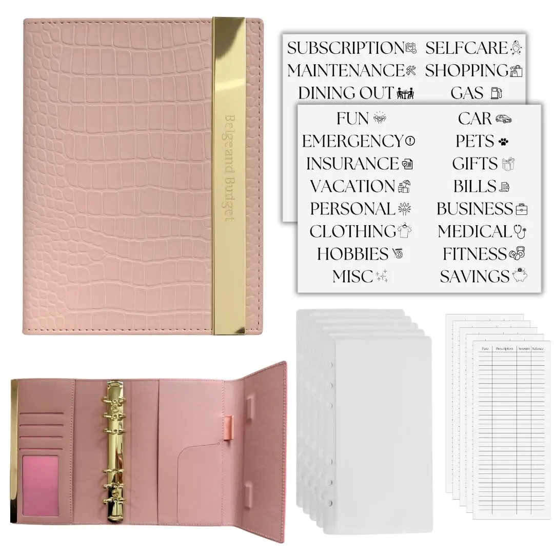BEIGE AND BUDGET High End Chic A6 Budget Binder with ZIPPERLESS Matte Vellum Envelopes, RFID-Protected  Envelope System for Budgeting,Organizer for ,Binder with  Envelopes,28Pcs ( Taupe)