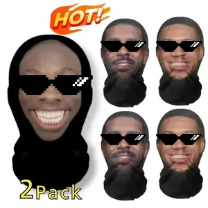 Realistic Celebrity Face Masks, 2 Pack – Mesh Print Balaclava Hat for Halloween Cosplay, Party Props & Costumes
