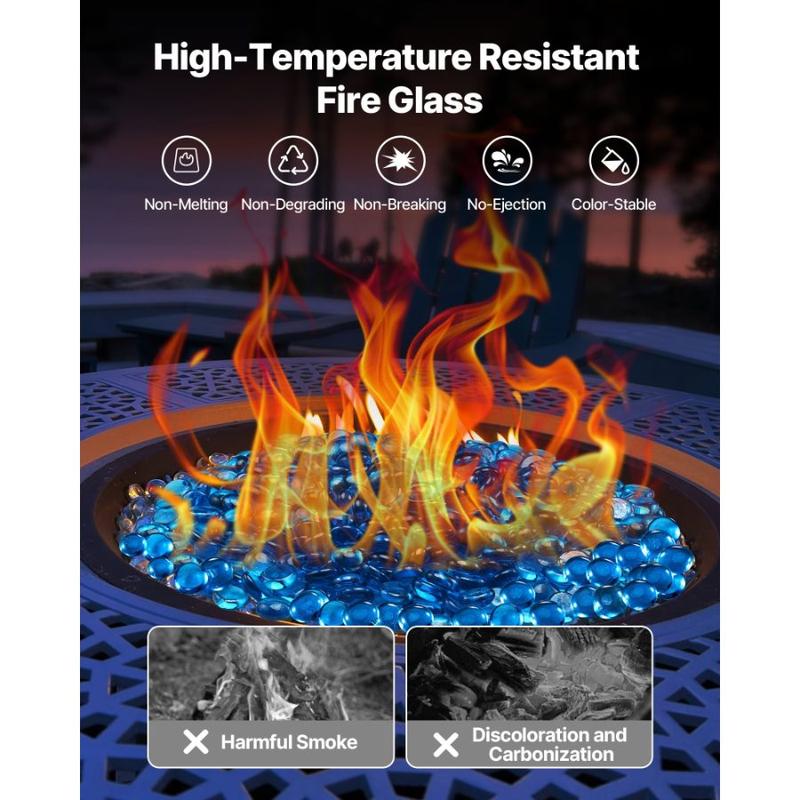 VEVOR Fire Glass, 10LBS/4.5KG High - Temperature Resistant Fireplace Rocks, 3/4 - Inch/ 19.05 mm Reflective Smokeless Firepit Glass Beads, High Luster Stone Landscaping for Fire Pit Table, Cobalt Blue VEVOR Fire Glass, 10LBS/4.5KG High - Temperature Resistant Fireplace Rocks, 3/4 - Inch/ 19.05 mm Reflective Smokeless Firepit Glass Beads, High Luster Stone Landscaping for Fire Pit Table, Cobalt Blue