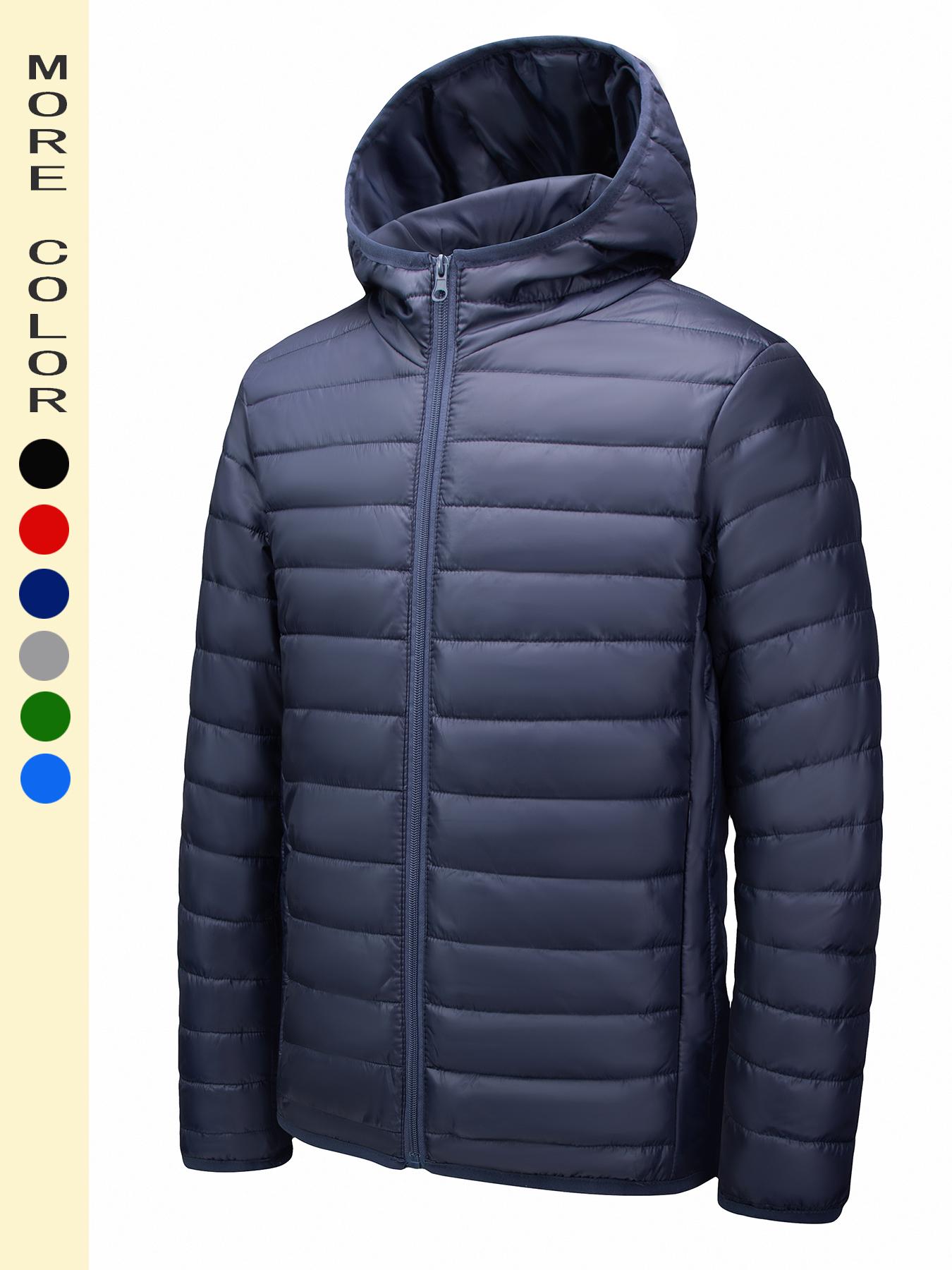 Men's Solid Zip Up Hooded Jacket Coats, Regular Fit Casual Long Sleeve Pocket Hooded Outerwear for Fall & Winter, Men's Clothes for Daily Wear