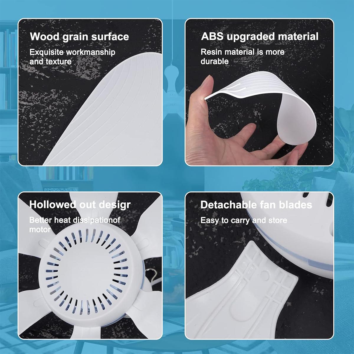 USB Mini Small Ceiling Fan Quiet Camping RV Fans Timing,Speed Emergency Portable Outdoor Hanging Gazebo Canopy Dorm Silent For Grow Tent,Hiking,Outages USB Ceiling fan Home Room with Remote