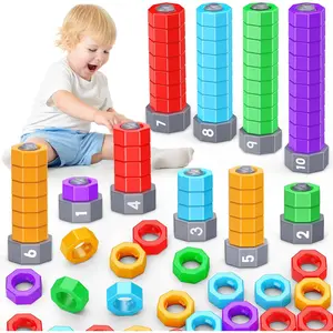 2-in-1 Montessori Counting & Stacking Toys for Toddlers Ages 1-5 Autism Sensory Toys for Kids Preschool Educational Spinning Learning Games Birthday Xmas Gifts for Boys Girls 1-5 Year Oldfidget toys