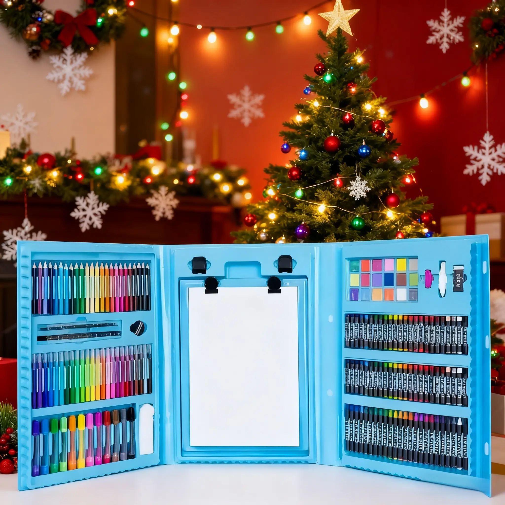 Art Supplies Set (208 Pieces), Painting Art Kit Box with Oil Pastels, Colored Pencils, Markers, Water-Based Ink, Heavy-Duty Plastic Case, Portable