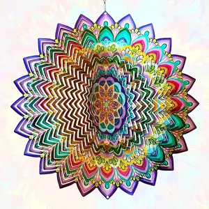 Wind Spinners Outdoor Mandala Clover,Wind Spinner Gifts for Women/Mother/Father/Men,Stainless Steel Kinetic 3D Wind Spinner Outdoor&Indoor Decoration Yard Art Garden DecorWind Spinner Mandala 3D