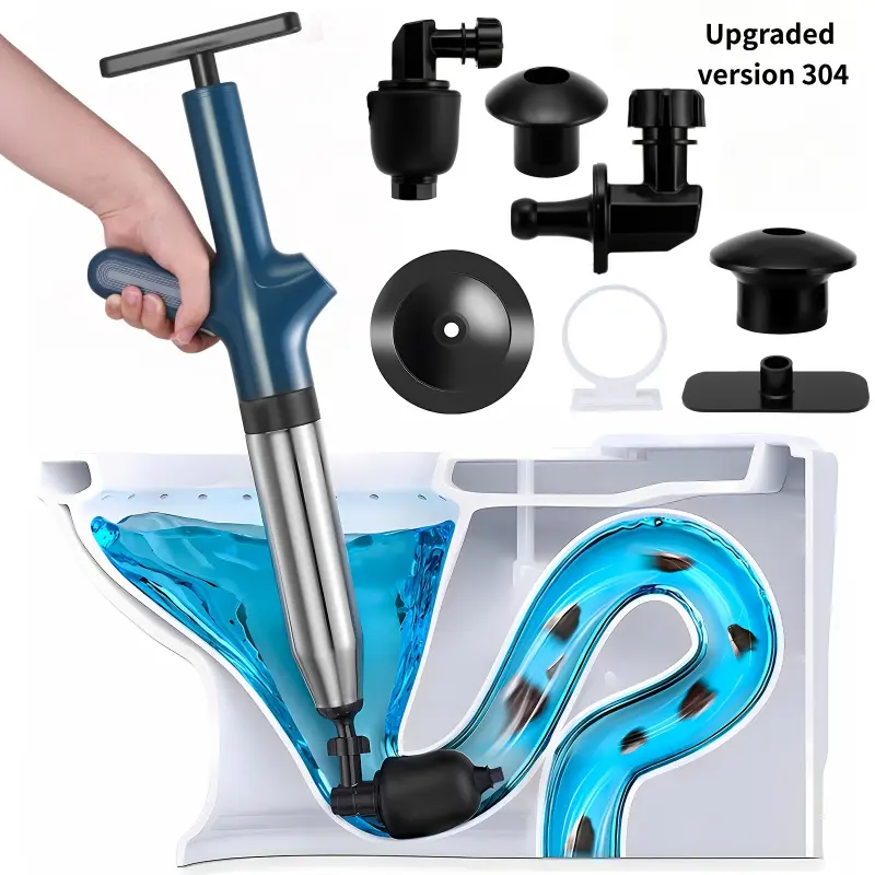 Powerful Toilet Unclogger Air Plunger, Handheld Drain Blaster Kit, Multi-use for Bathroom Kitchen Sink Washbasin Bathtub Pipe Dredging