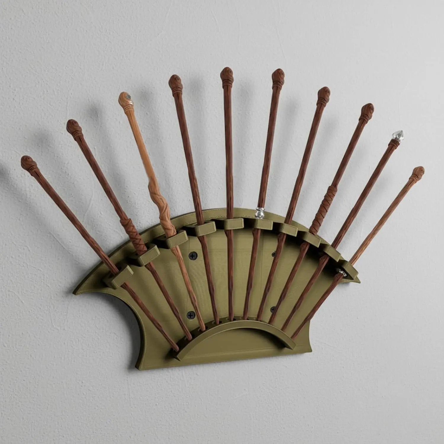 Wand Display Wall Mount, Wand Holder for Collecting and Displaying Wands, Holds up to 10 Wands,   Printed Display Stand  for Wand Lovers (Army Green)