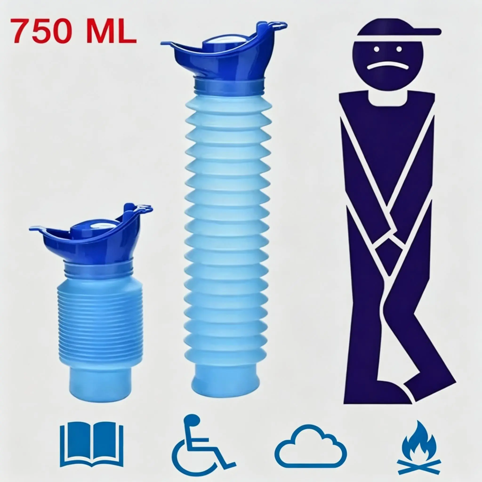 1 Set Shrinkable Outdoor Standing Urinal, Leak-Proof Portable Travel Urine Bucket, Reusable Emergency Toilet for Car, Camping, Hiking and Long Trips