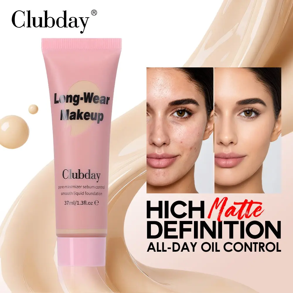 Long-Lasting Liquid Foundation, Multi-Color Full Coverage, Matte Finish, Oil-Control, Natural Look, Ideal for Daily Use, Women's Makeup