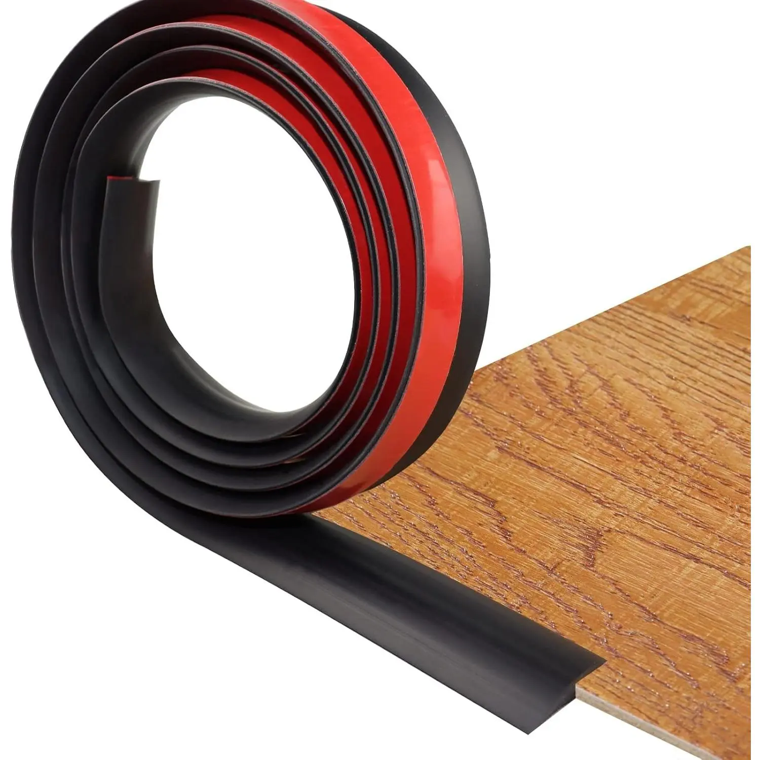 Self Adhesive Floor Transition Strip, PVC Edging Trim Threshold Strip for Carpet & Flooring, Suitable for Threshold Height Less Than 5mm, 10Ft Black